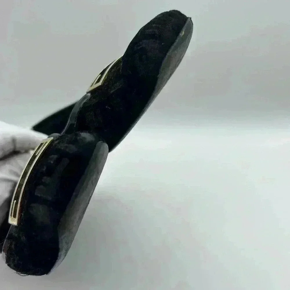Fendi Italy Black Velour Slip-On Ballet Womens Flats 38 Look At Photos - Picture 7 of 15